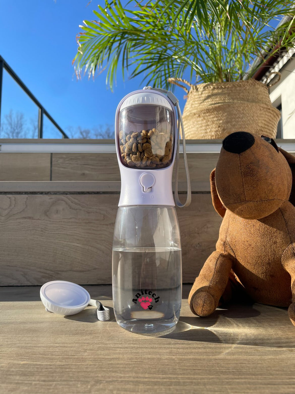 Anitech - Gourde pour chien 2en1 - blanche