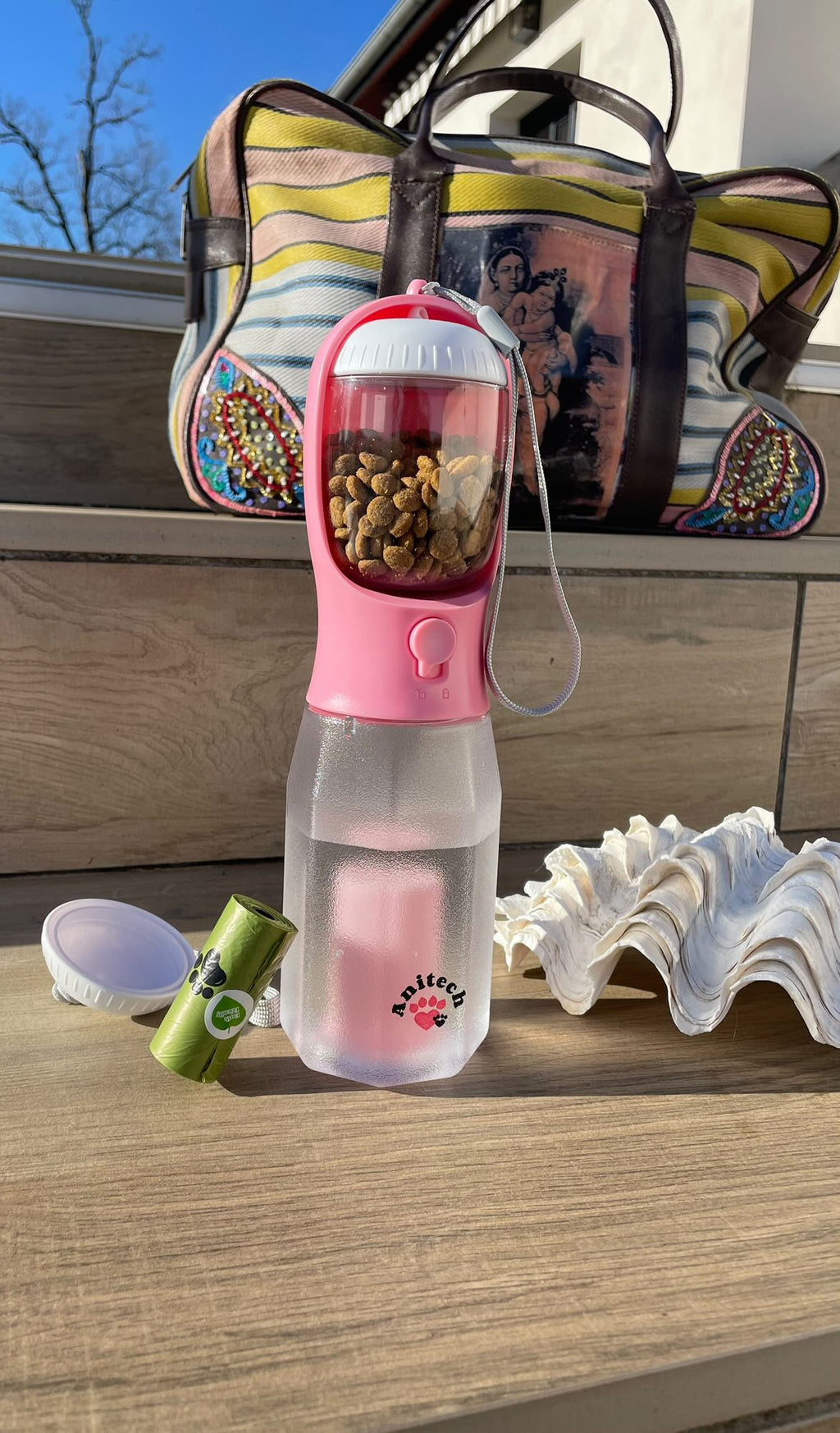 Gourde pour chien - 3en1 - rose